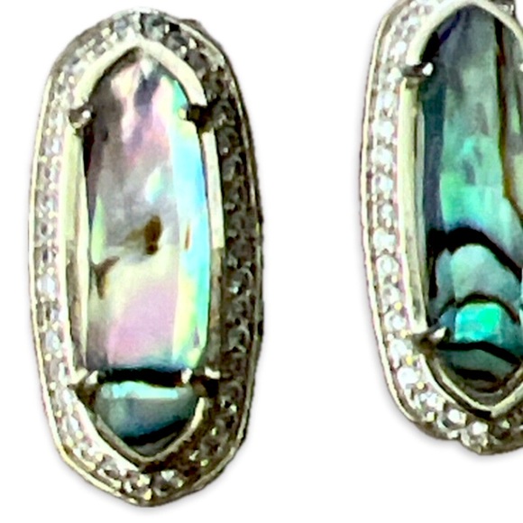 Kendra Scott Jewelry - EUC [Kendra Scott] Aston Crystal Halo Abalone Silver Tone Stud Earrings